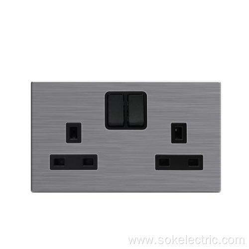 13A Switched BS Socket Outlets 2Gang Stainless Steel